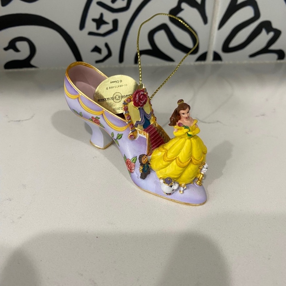 NWT Bradford Exchange Once Upon a Slipper Disney Shoe Ornament Belle True Loves
